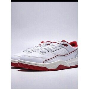Jordan Men's White and Red Athletic Sneakers Flight Court